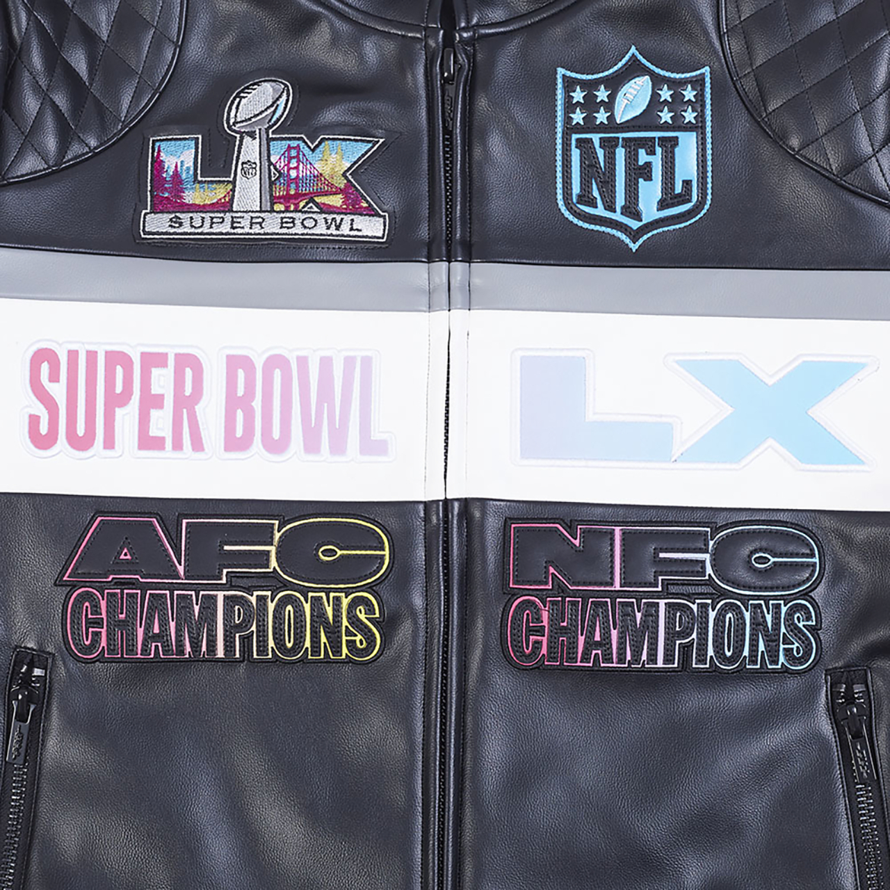 Pro Standard NFL Super Bowl 60 Moto Jacket Image 4 of 8. Tap to open photo gallery.