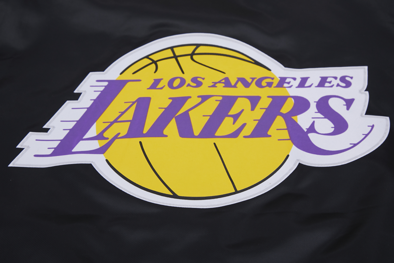 Pro Standard Lakers Big Logo Satin Jacket Image 9 of 9. Tap to open photo gallery.