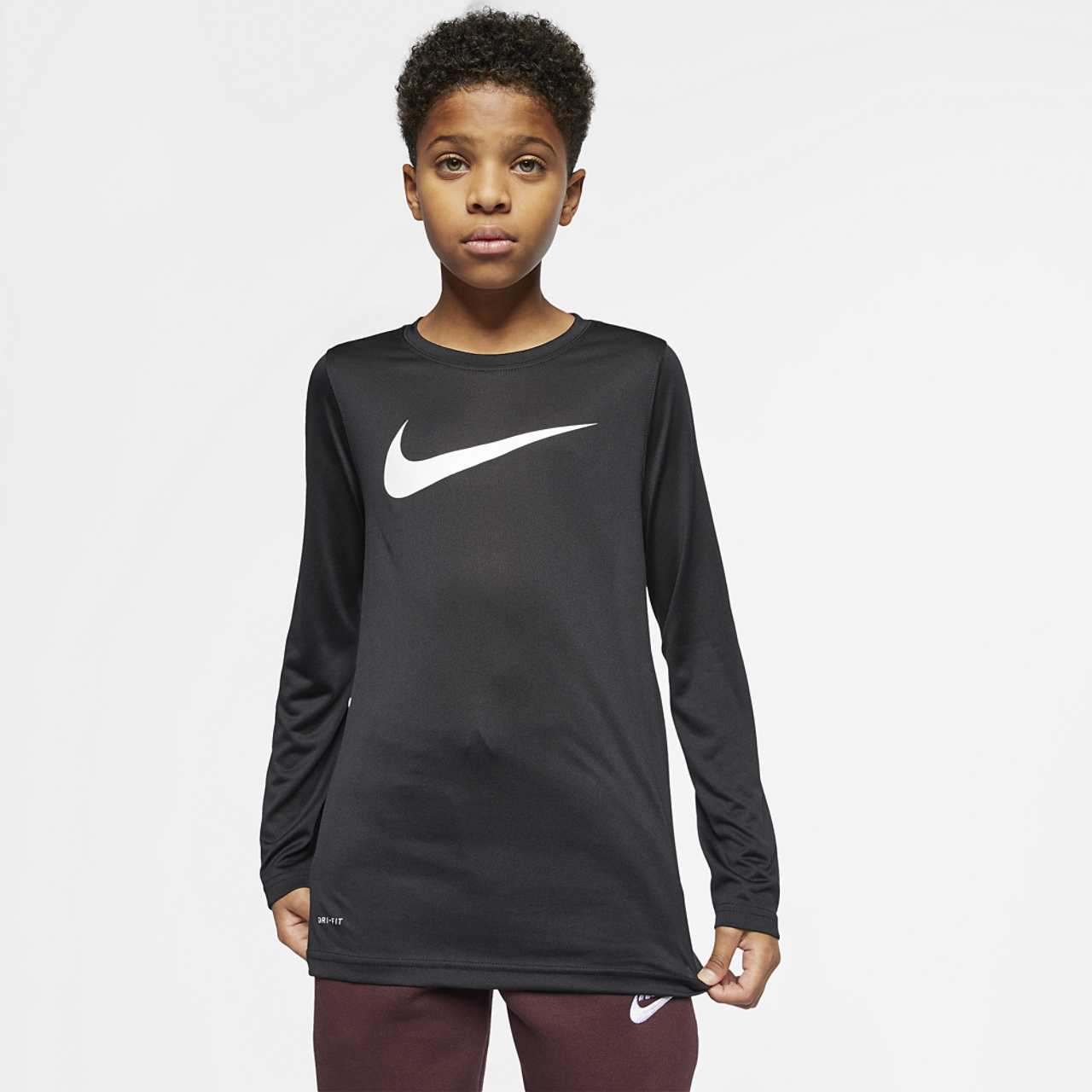 Nike Dry Legend Swoosh Solid L/S T-Shirt Image 1 of 2. Tap to open photo gallery.