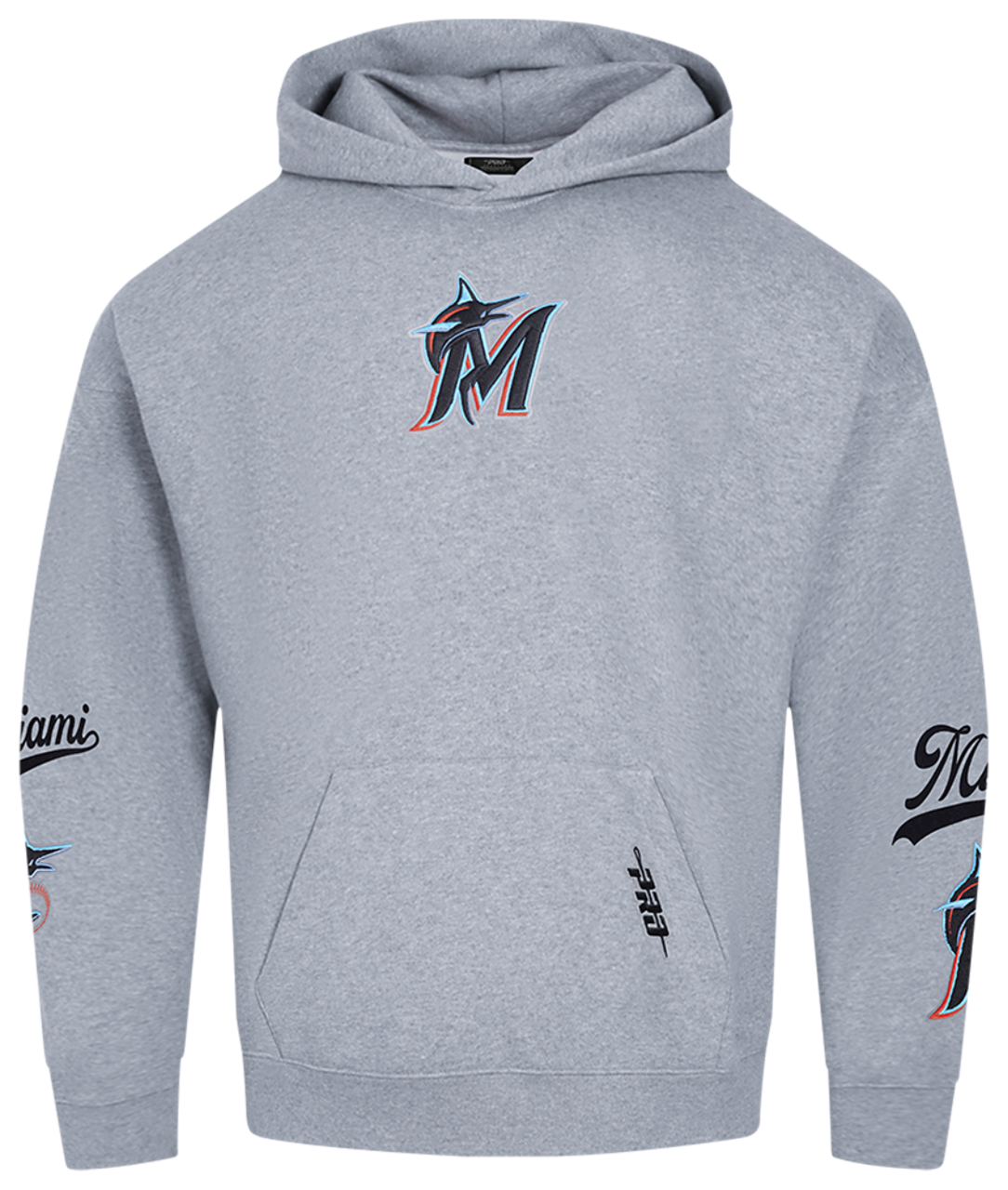 Pro Standard Marlins Living Large Drop Shoulder PO Hoodie Image 1 of 8. Tap to open photo gallery.