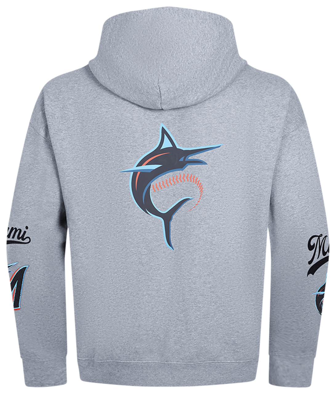 Pro Standard Marlins Living Large Drop Shoulder PO Hoodie Image 2 of 8. Tap to open photo gallery.