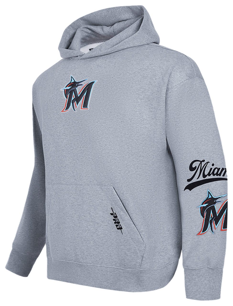 Pro Standard Marlins Living Large Drop Shoulder PO Hoodie Image 3 of 8. Tap to open photo gallery.