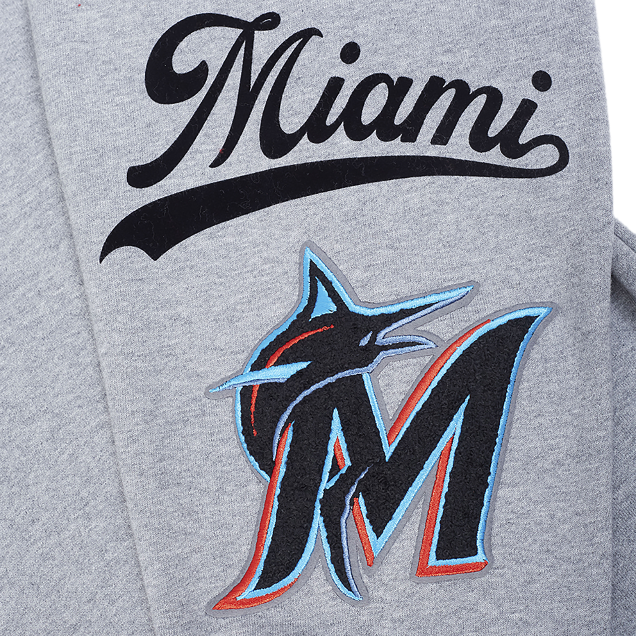 Pro Standard Marlins Living Large Drop Shoulder PO Hoodie Image 8 of 8. Tap to open photo gallery.