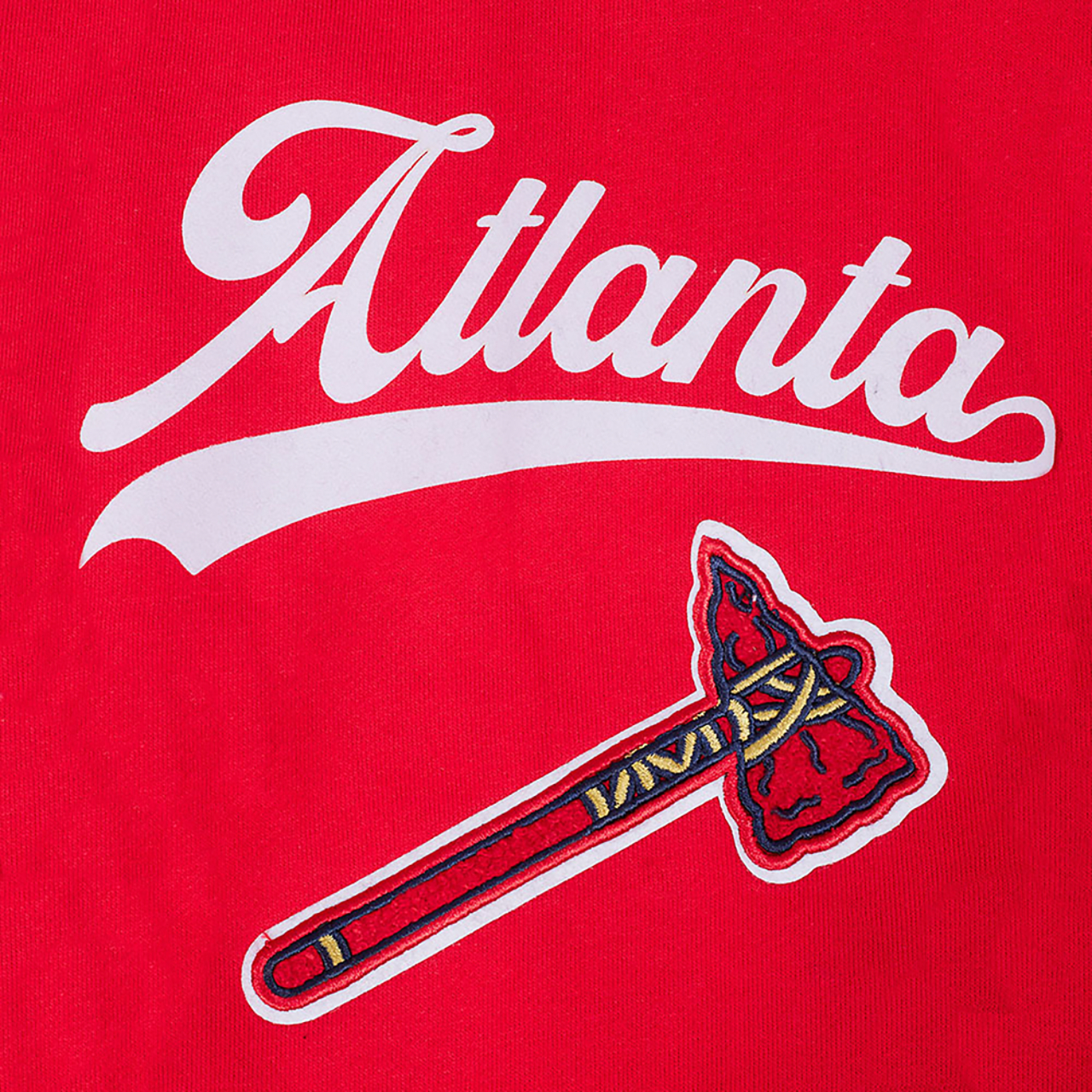 Pro Standard Braves Living Large Drop Shoulder PO Hoodie Image 8 of 8. Tap to open photo gallery.