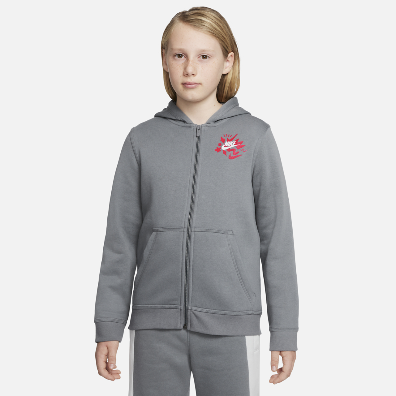 Nike NSW Boxy FZ Sleeve GRX Hoodie Image 1 of 6. Tap to open photo gallery.