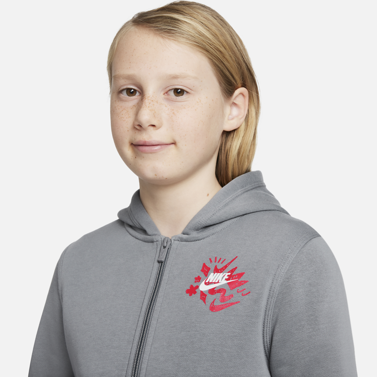 Nike NSW Boxy FZ Sleeve GRX Hoodie Image 3 of 6. Tap to open photo gallery.