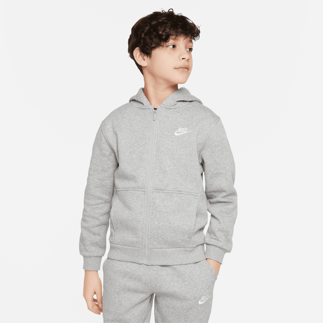 Nike NSW Club Fleece Full-Zip LBR Hoodie  Image 2 of 3. Tap to open photo gallery.