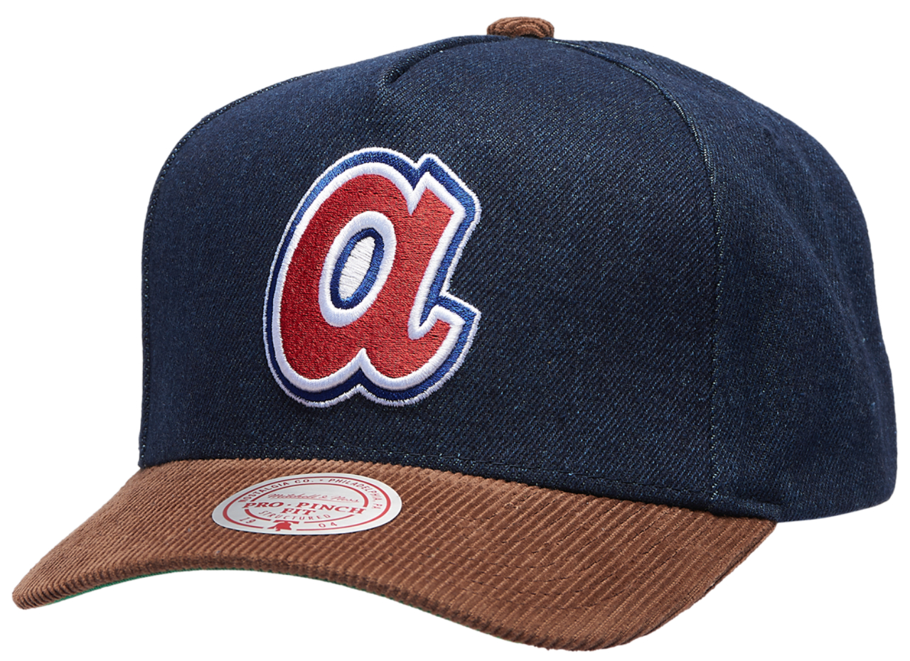 Mitchell & Ness Braves Denim Cord Pro Pinch Cap Image 1 of 5. Tap to open photo gallery.