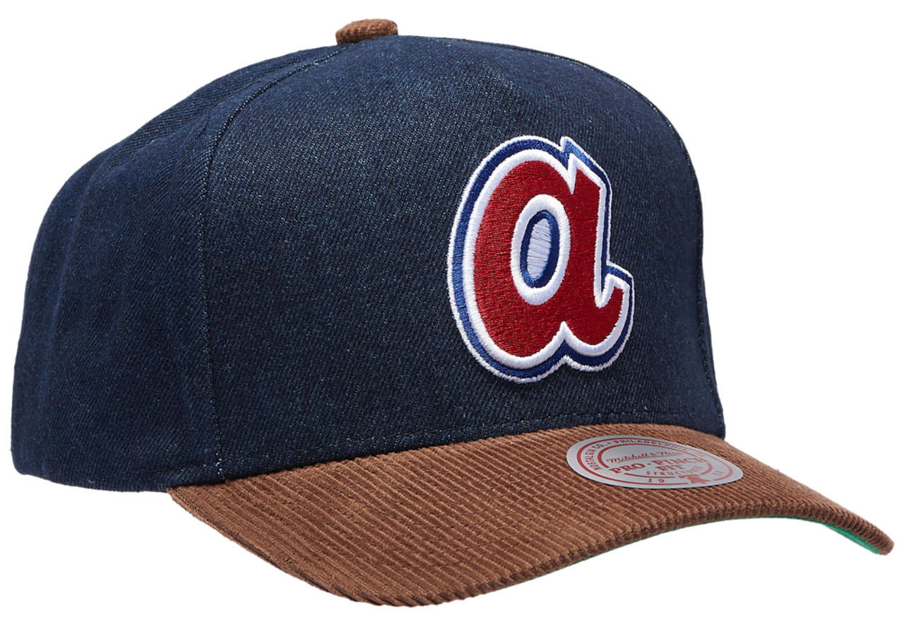 Mitchell & Ness Braves Denim Cord Pro Pinch Cap Image 3 of 5. Tap to open photo gallery.