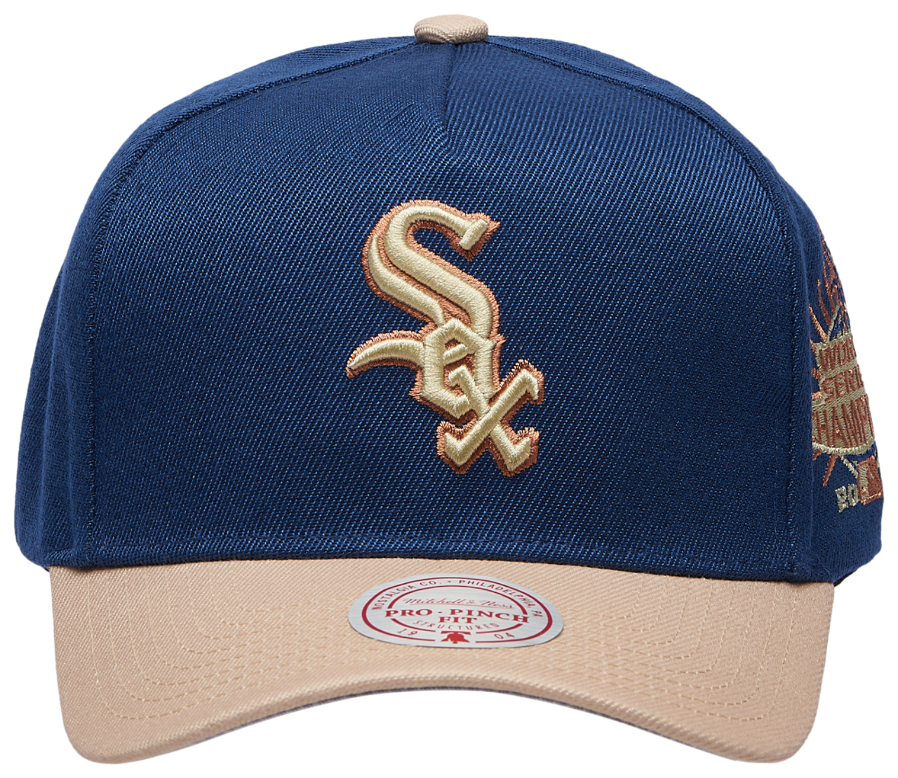 Mitchell & Ness White Sox Navy & Tan Pro Pinch Cap Image 2 of 5. Tap to open photo gallery.