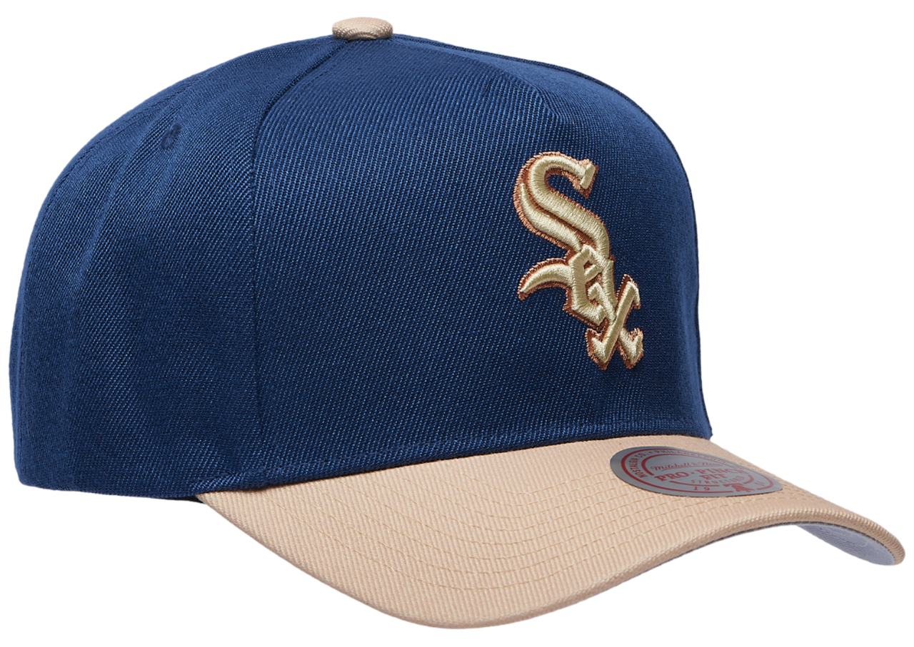 Mitchell & Ness White Sox Navy & Tan Pro Pinch Cap Image 3 of 5. Tap to open photo gallery.