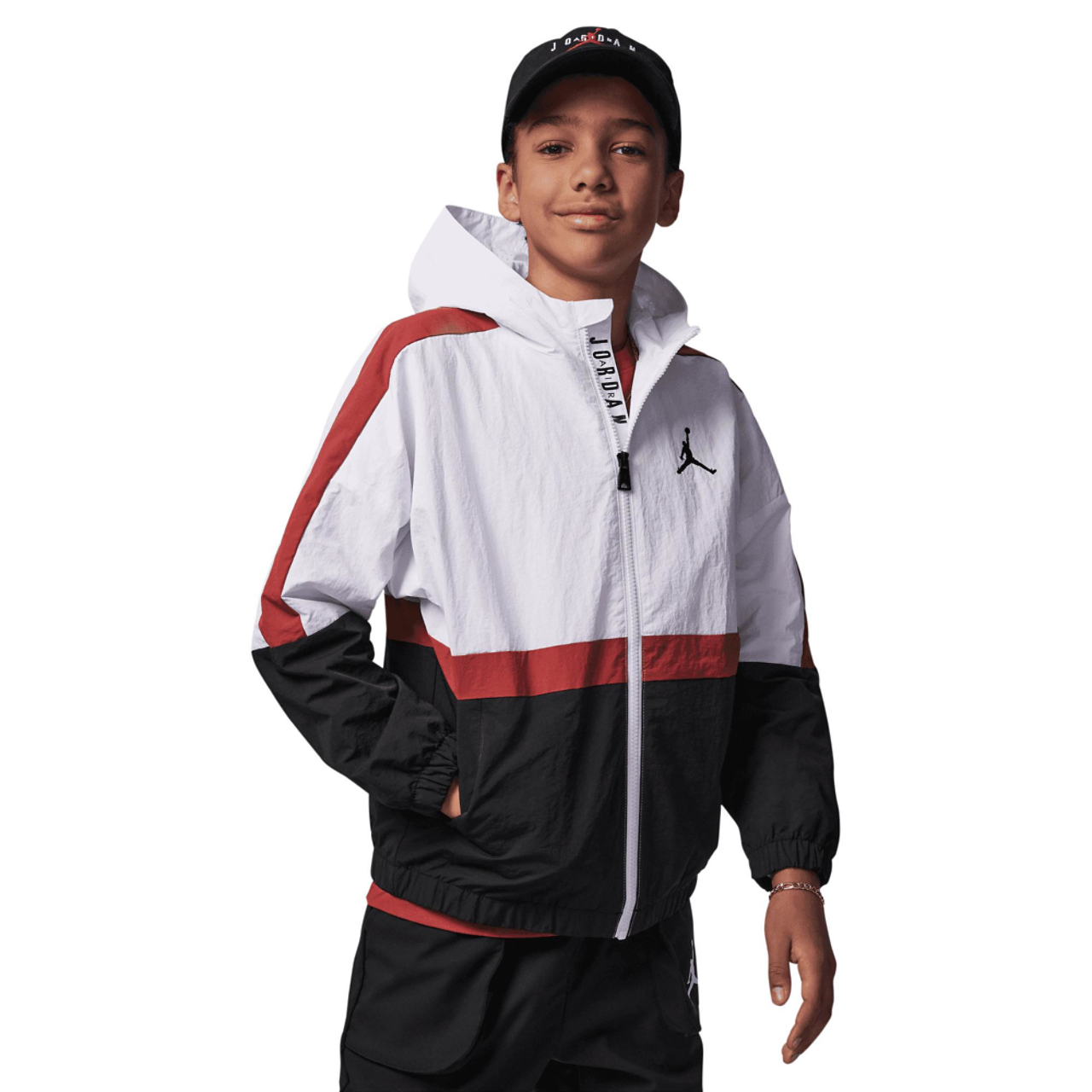 Jordan Color Block Wind Jacket Image 1 of 8. Tap to open photo gallery.