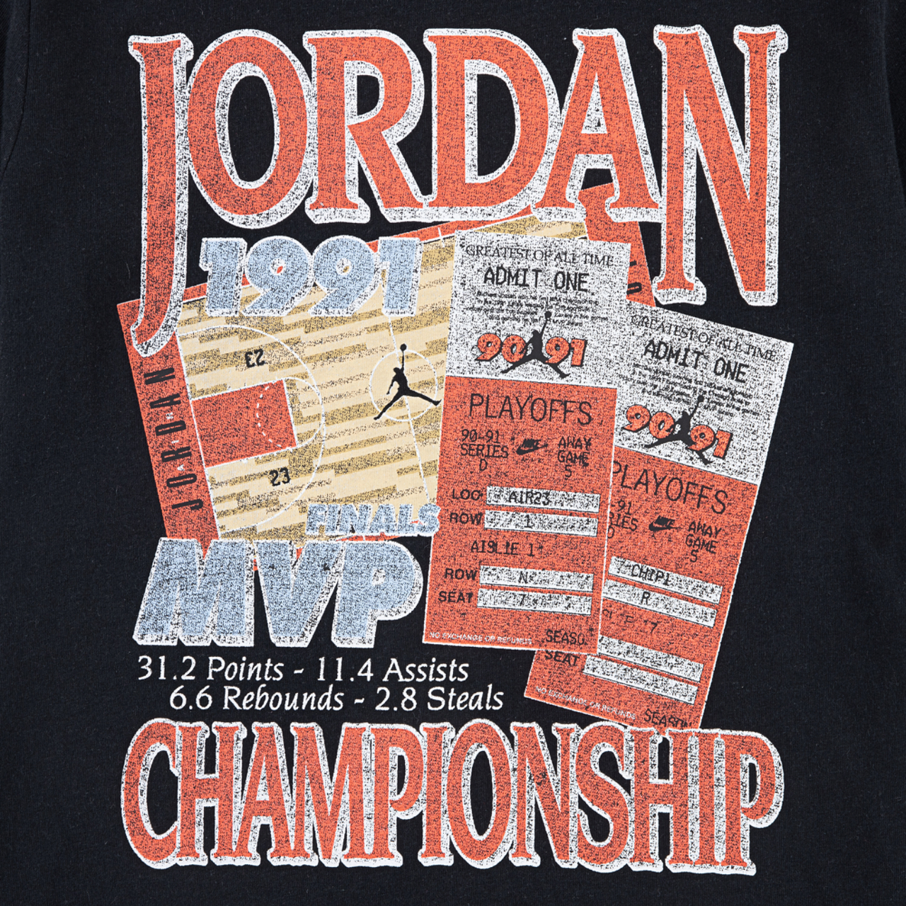 Jordan AJ6 91 Playoff Tix T-Shirt Image 3 of 3. Tap to open photo gallery.