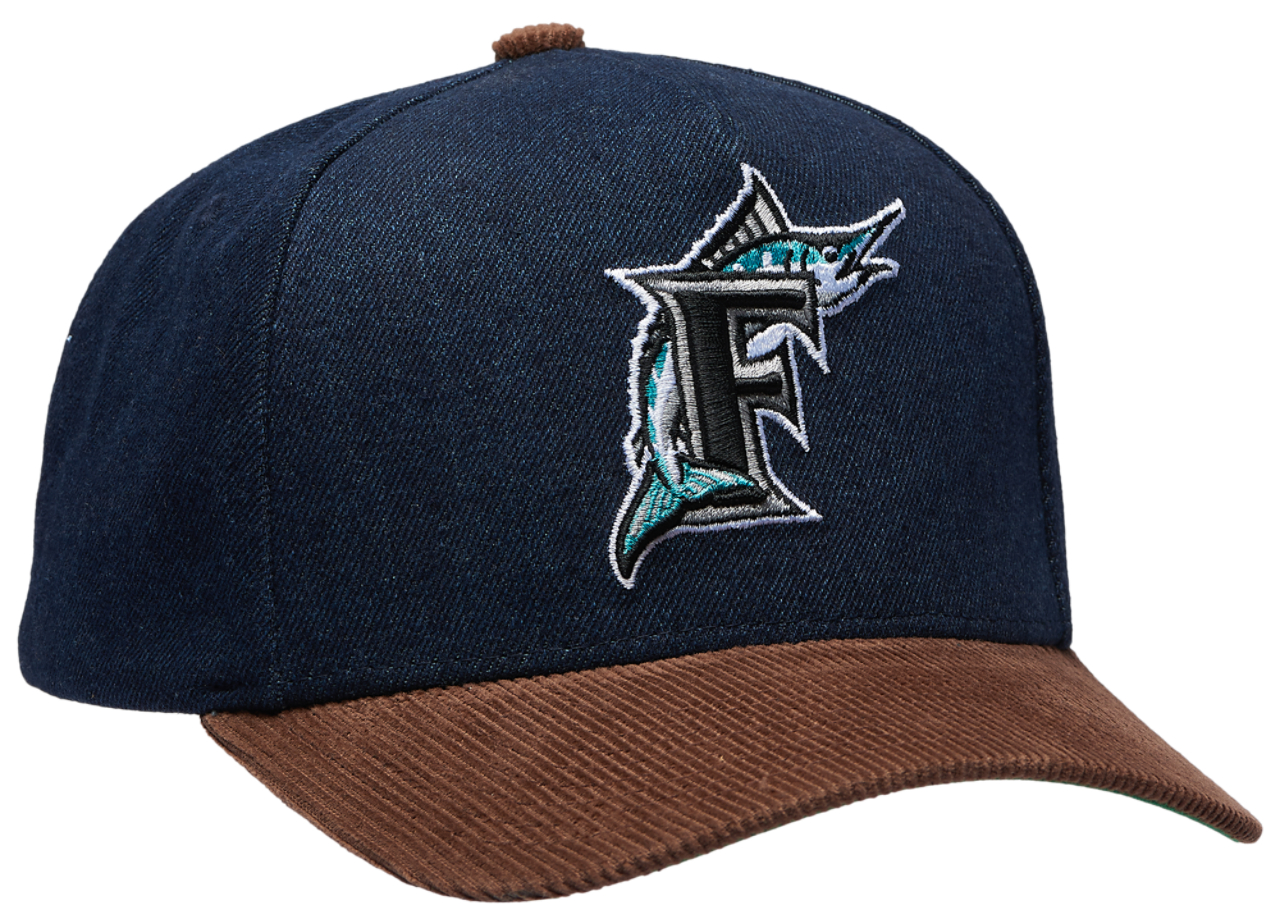 Mitchell & Ness Marlins Denim Cord Pro Pinch Cap Image 3 of 5. Tap to open photo gallery.