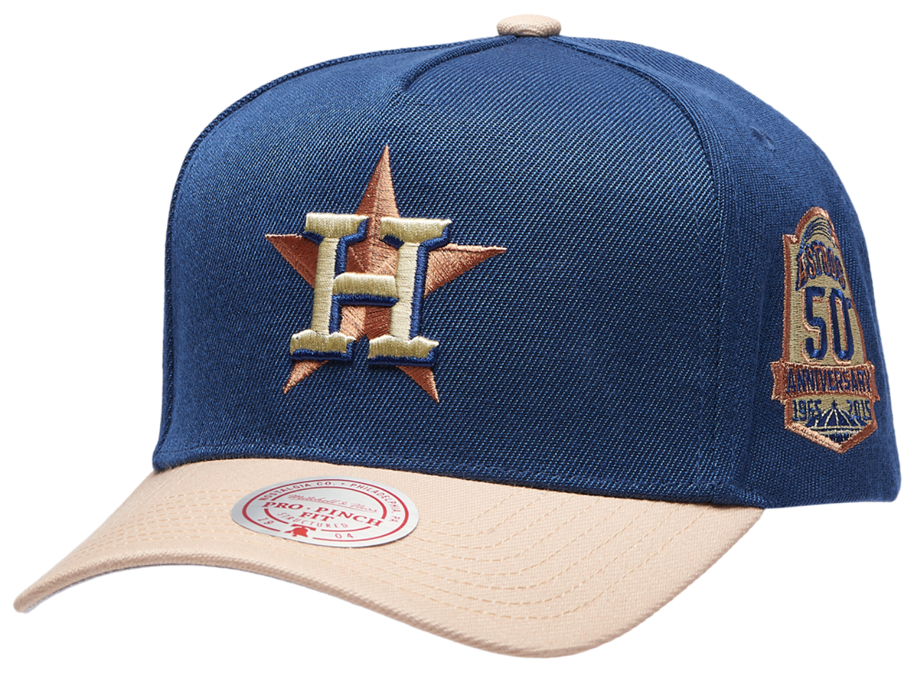 Mitchell & Ness Astros Navy & Tan Pro Pinch Cap Image 1 of 5. Tap to open photo gallery.