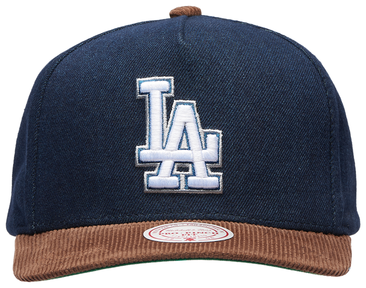 Mitchell & Ness Dodgers Denim Cord Pro Pinch Cap Image 2 of 5. Tap to open photo gallery.