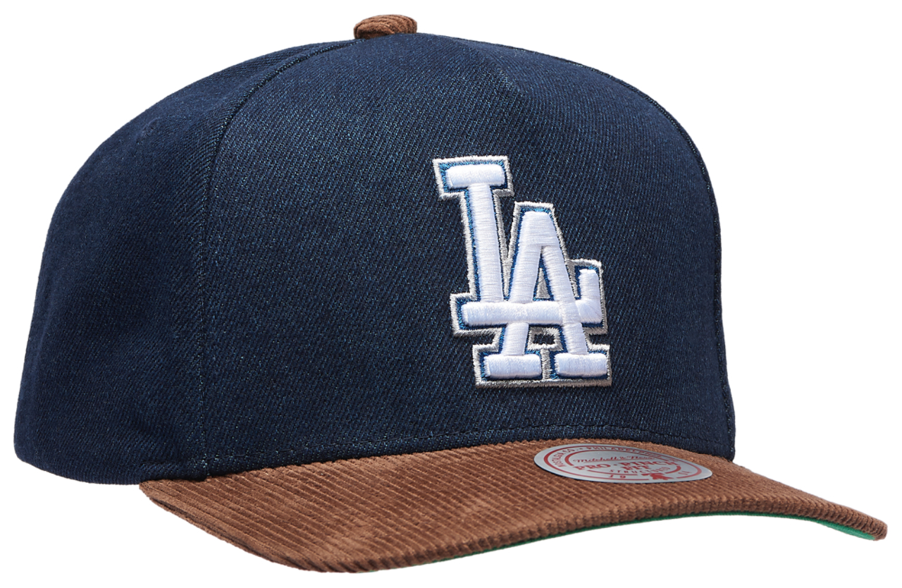 Mitchell & Ness Dodgers Denim Cord Pro Pinch Cap Image 3 of 5. Tap to open photo gallery.