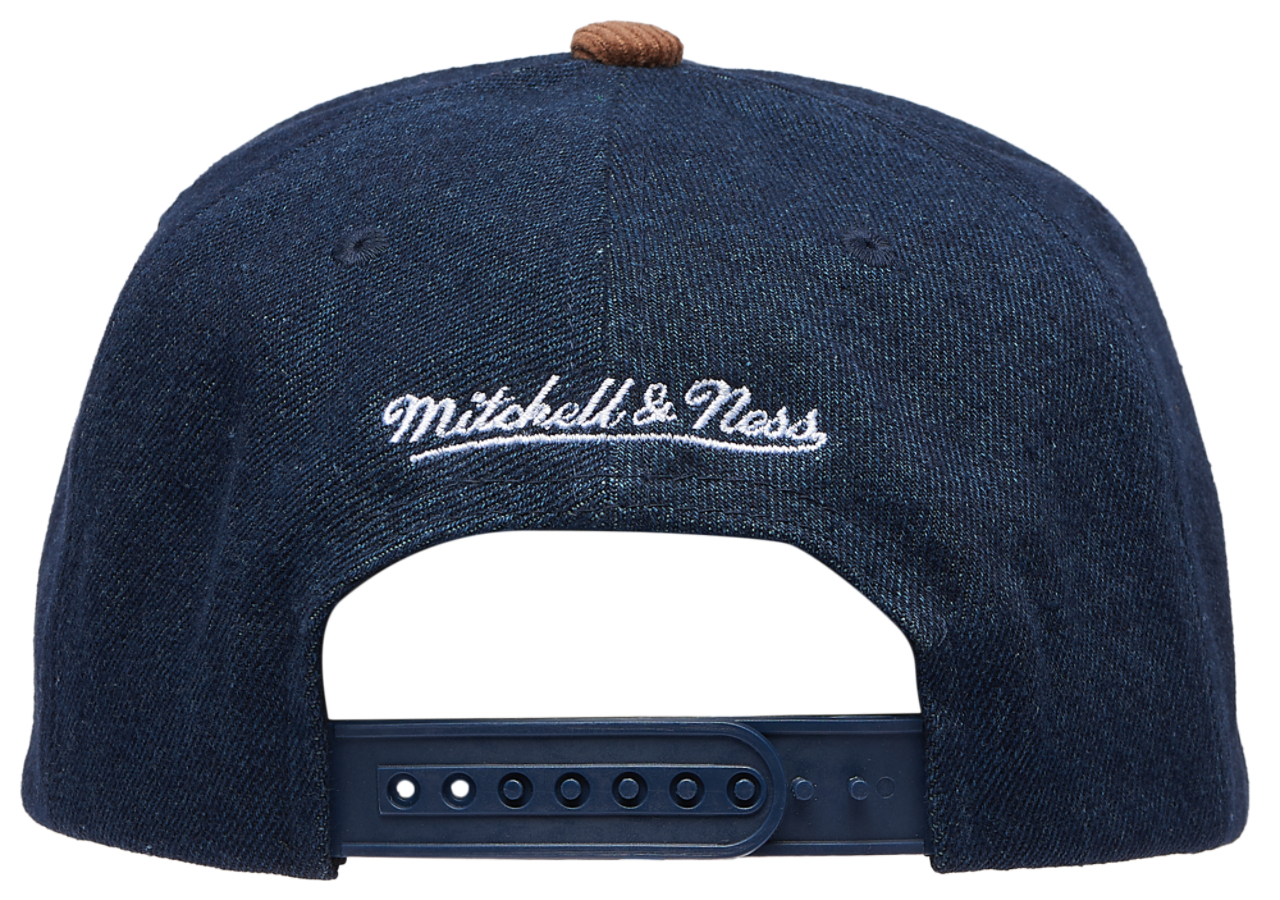 Mitchell & Ness Dodgers Denim Cord Pro Pinch Cap Image 4 of 5. Tap to open photo gallery.