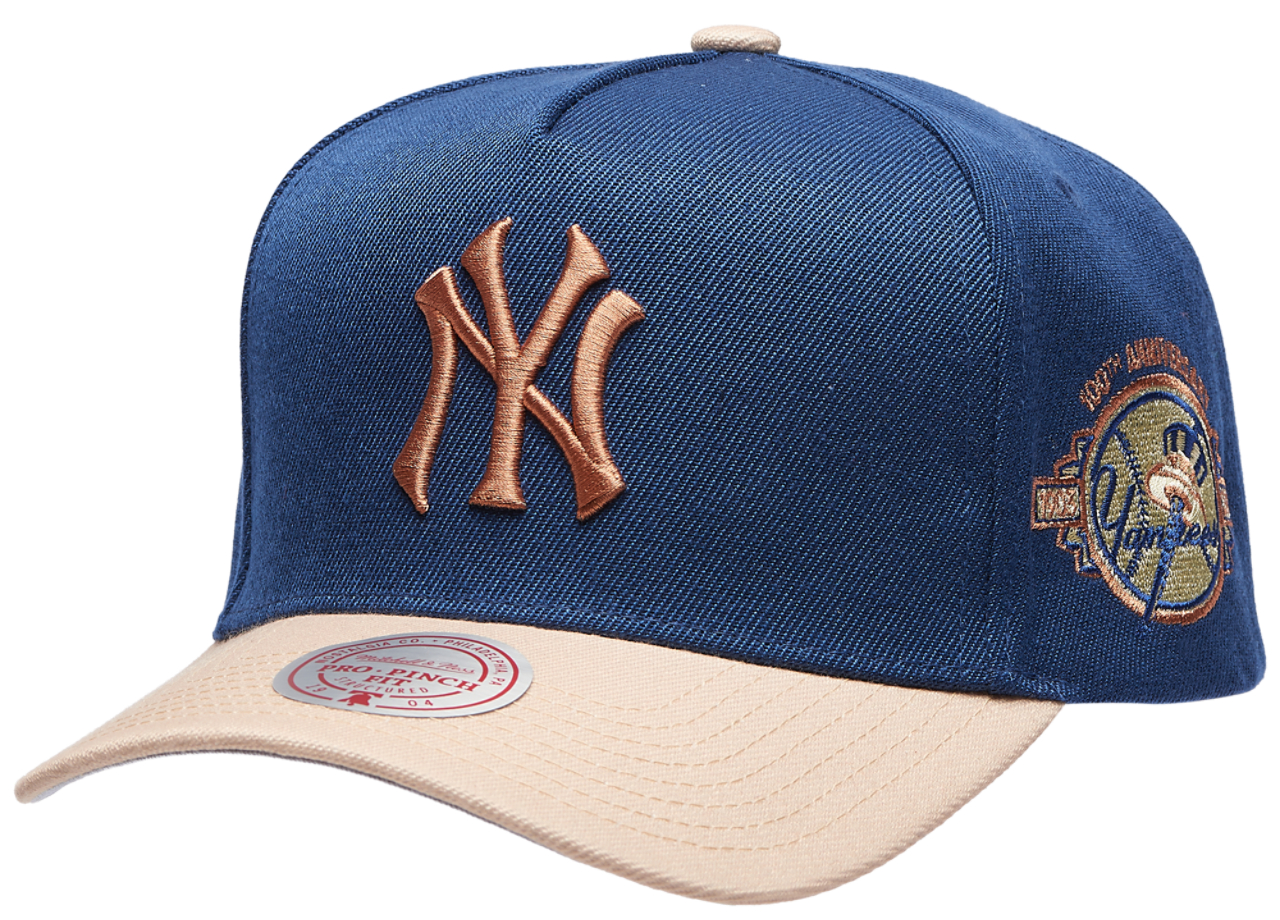 Mitchell & Ness Yankees Navy & Tan Pro Pinch Cap Image 1 of 5. Tap to open photo gallery.