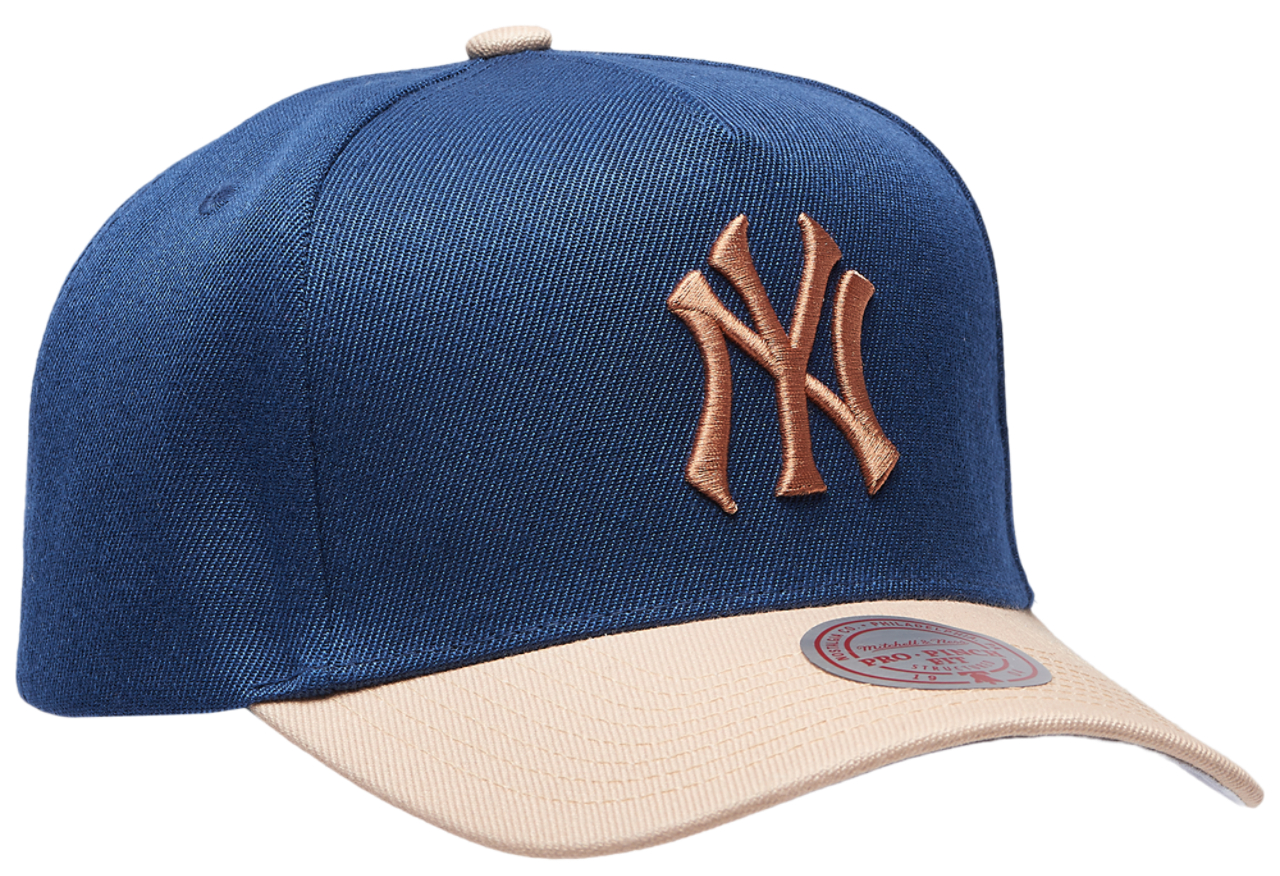 Mitchell & Ness Yankees Navy & Tan Pro Pinch Cap Image 3 of 5. Tap to open photo gallery.