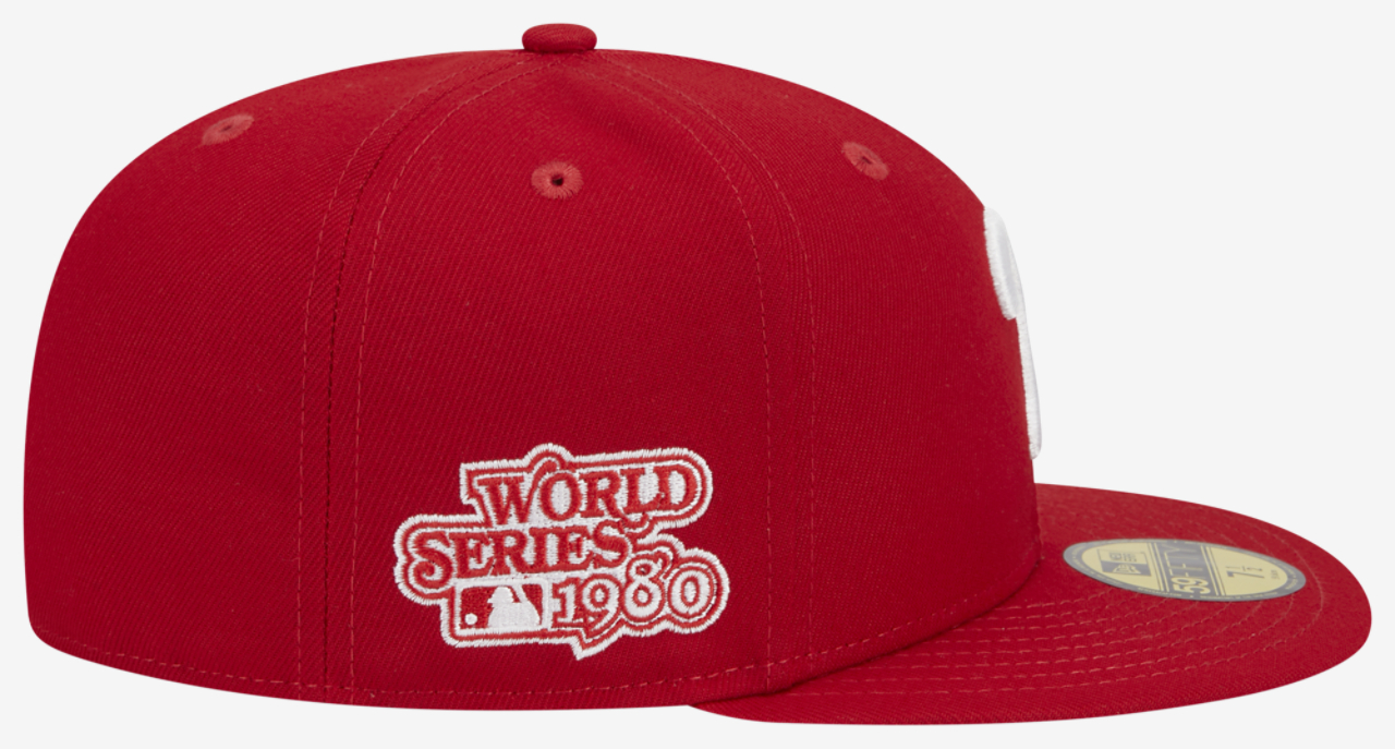New Era Phillies 5950 Evergreen Side Patch Fitted Hat Image 4 of 7. Tap to open photo gallery.