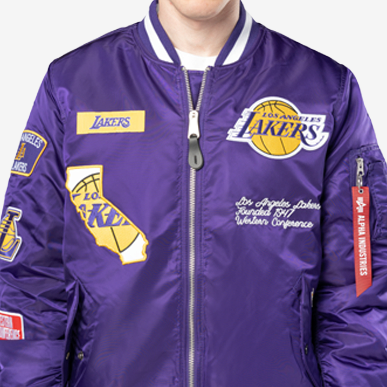 New Era Lakers Alpha Jacket Image 5 of 5. Tap to open photo gallery.
