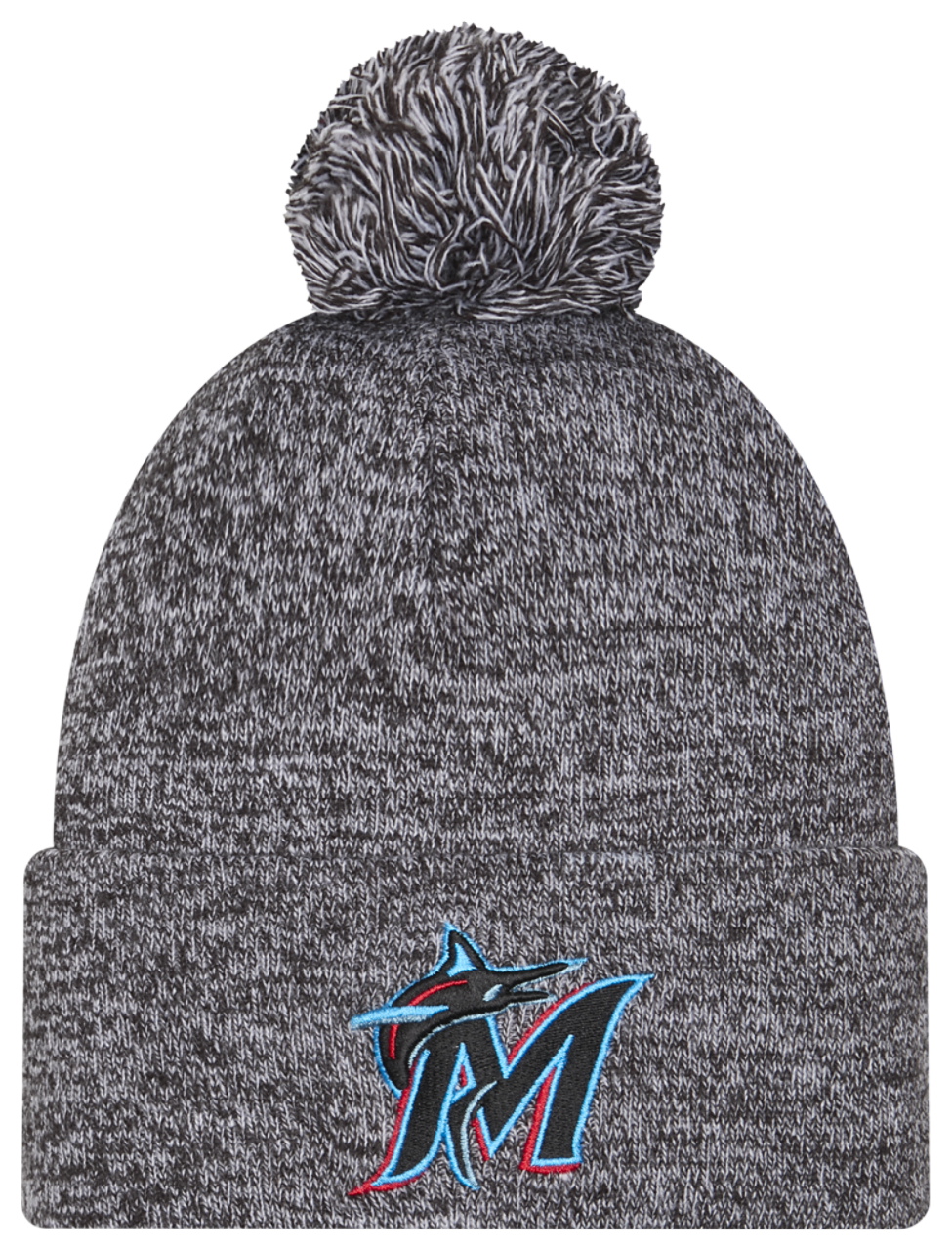 New Era Marlins Marl Pom Knit Image 1 of 3. Tap to open photo gallery.