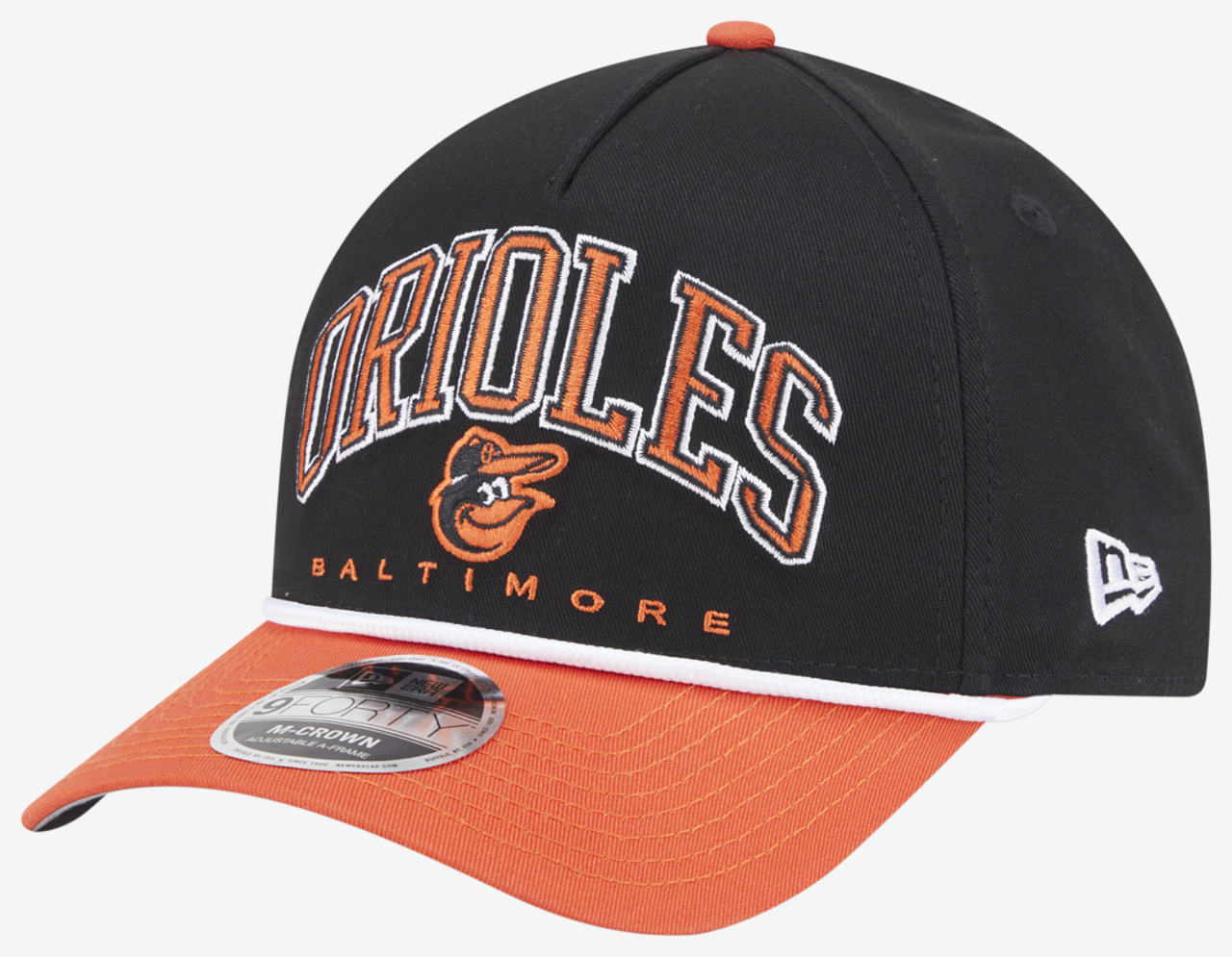 New Era Orioles 9FORTY MC A-Frame Arch Cap Image 1 of 7. Tap to open photo gallery.