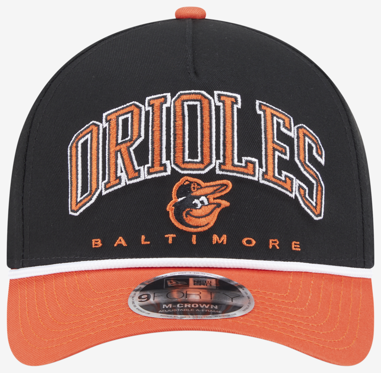 New Era Orioles 9FORTY MC A-Frame Arch Cap Image 2 of 7. Tap to open photo gallery.