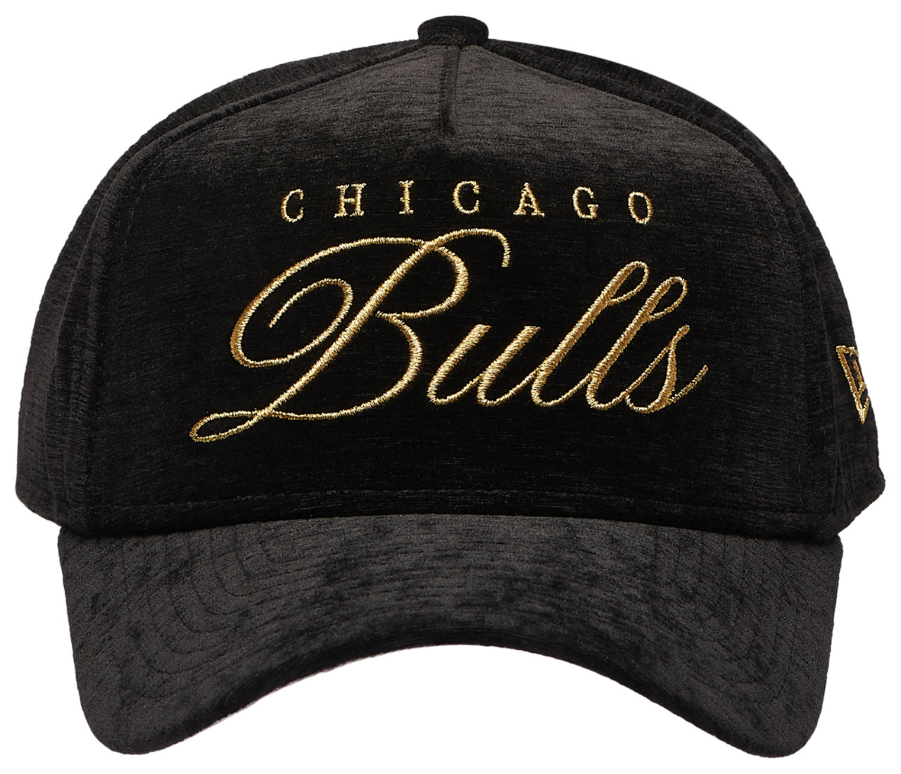 New Era Bulls 940 A Frame Velvet Script Cap Image 2 of 5. Tap to open photo gallery.