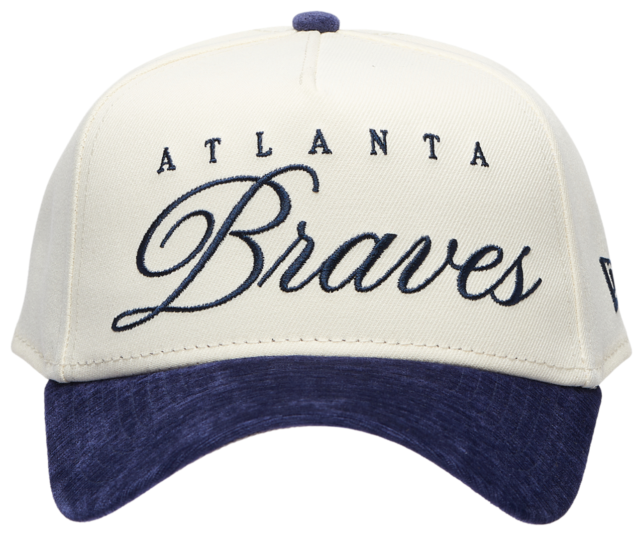 New Era Braves 2 Tone Velvet Scrip Cap Image 2 of 5. Tap to open photo gallery.