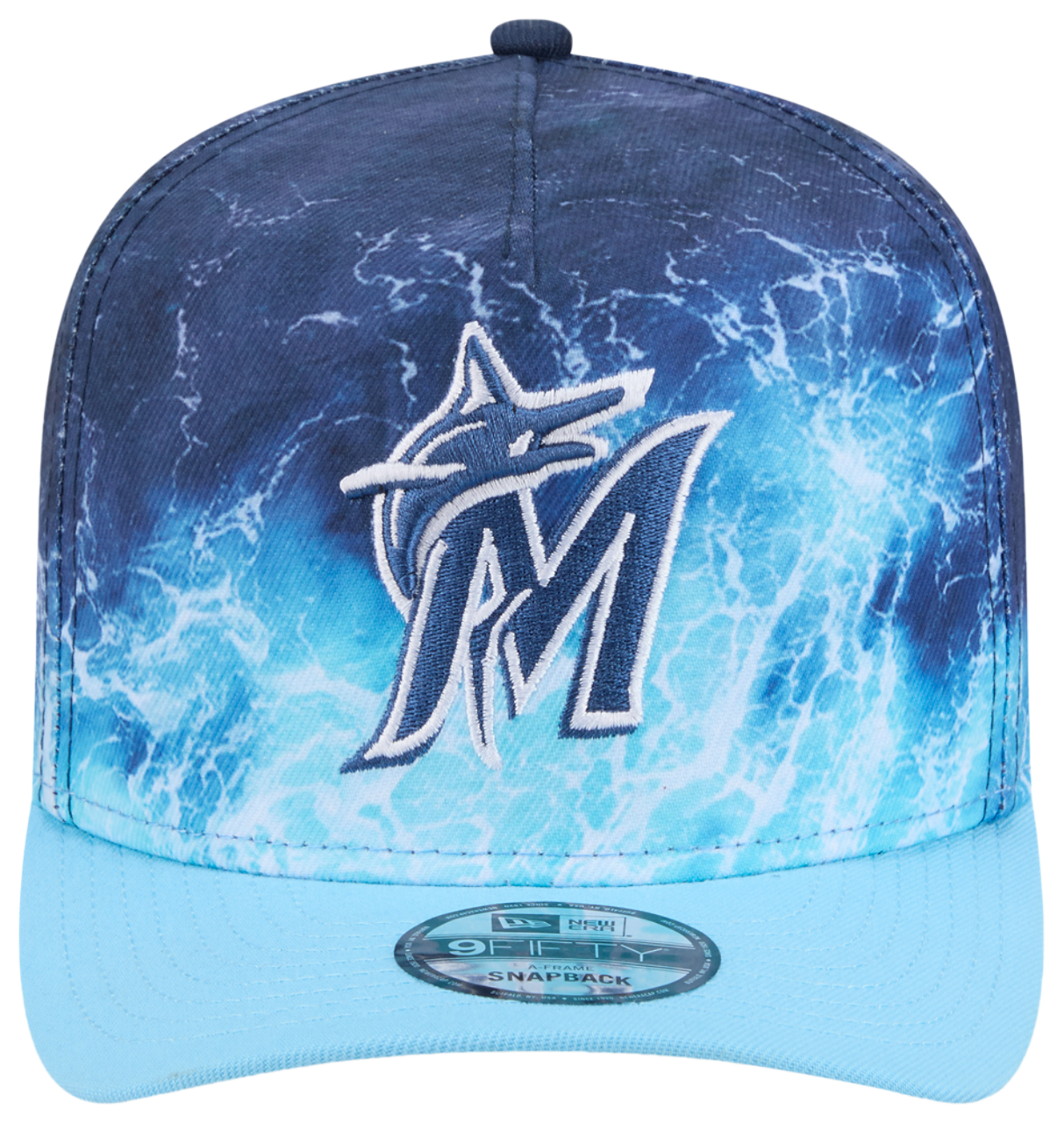 New Era Marlins Deep Water 950 A Frame Cap Image 2 of 7. Tap to open photo gallery.
