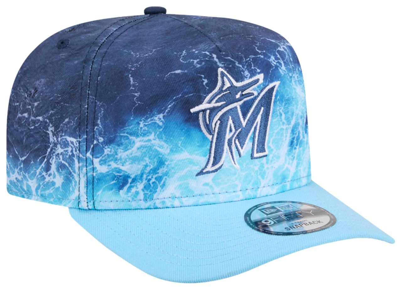New Era Marlins Deep Water 950 A Frame Cap Image 3 of 7. Tap to open photo gallery.
