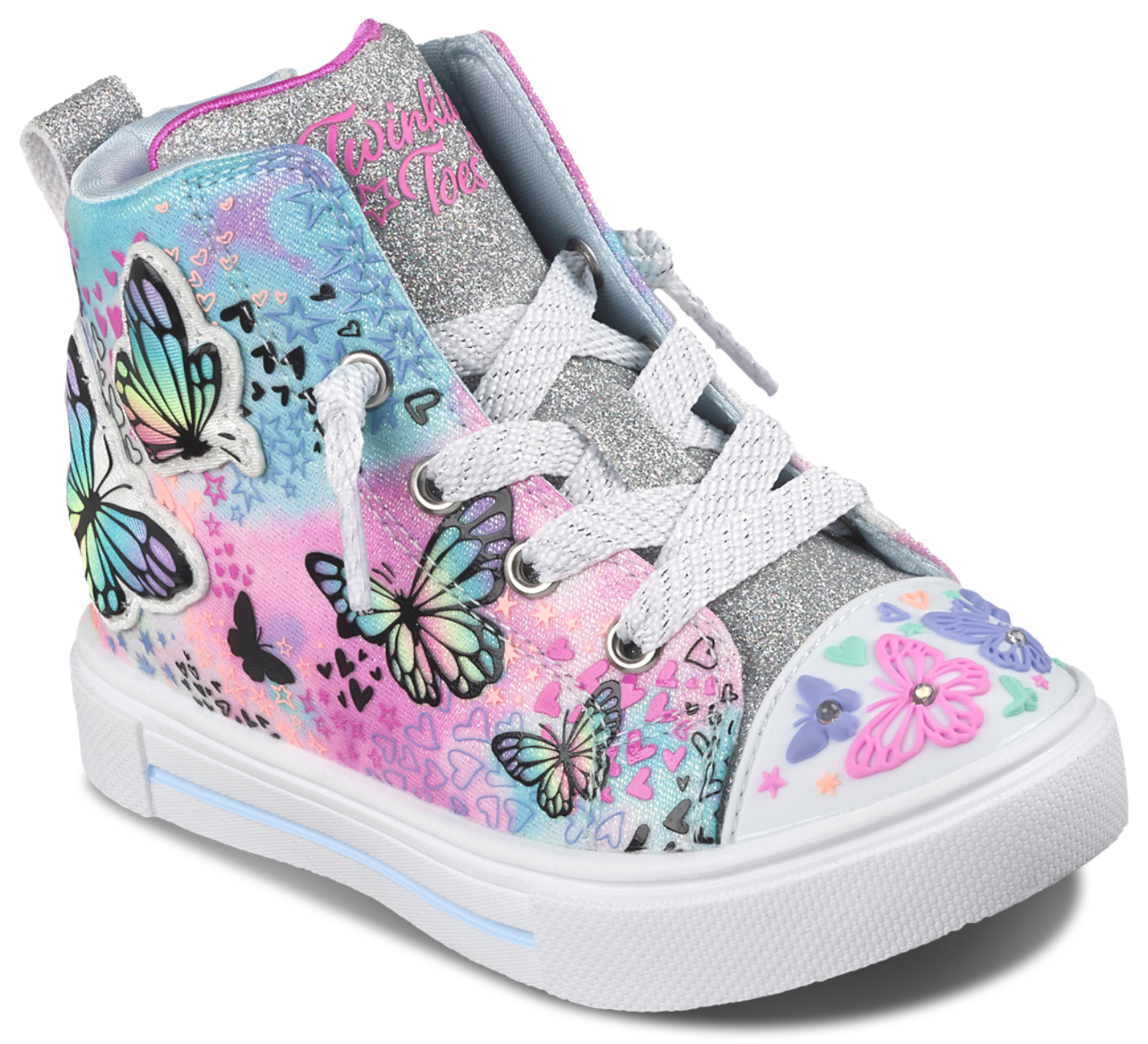 Skechers Butterfly Twist Off Lace High Top Sneaker Image 3 of 3. Tap to open photo gallery.
