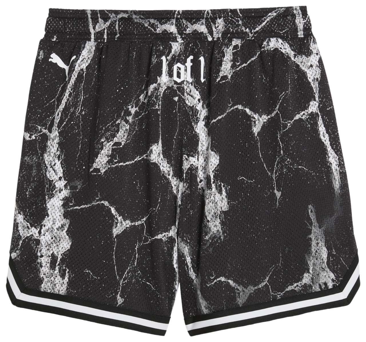 PUMA Melo LaFrance Written in Chrome AOP Shorts Image 2 of 2. Tap to open photo gallery.