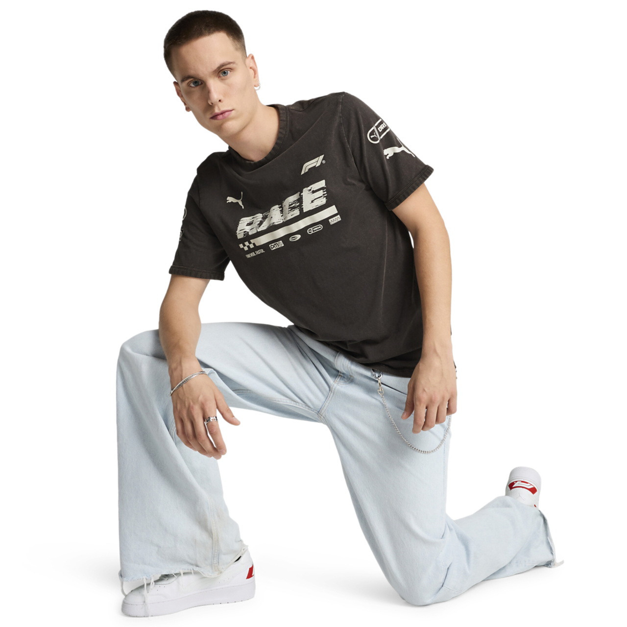 PUMA F1 Graphic Ringer T-Shirt Image 3 of 5. Tap to open photo gallery.