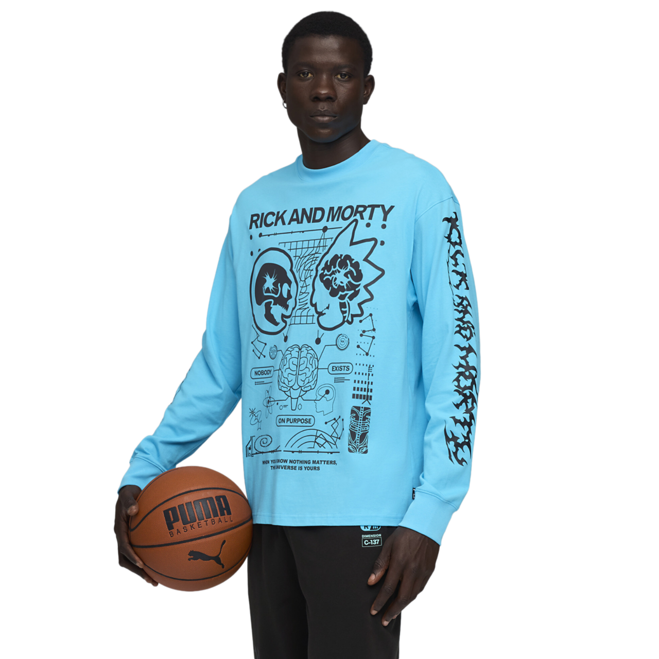 PUMA Hoops x Rick and Morty Long Sleeve T-Shirt Image 1 of 7. Tap to open photo gallery.