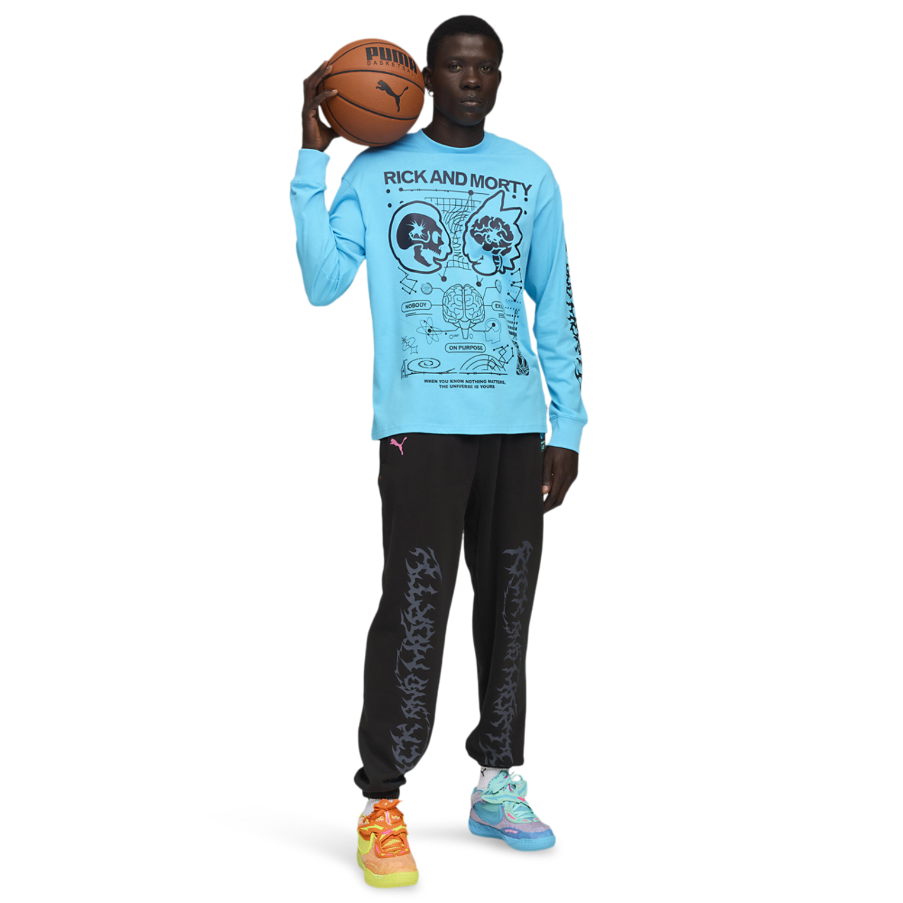 PUMA Hoops x Rick and Morty Long Sleeve T-Shirt Image 5 of 7. Tap to open photo gallery.