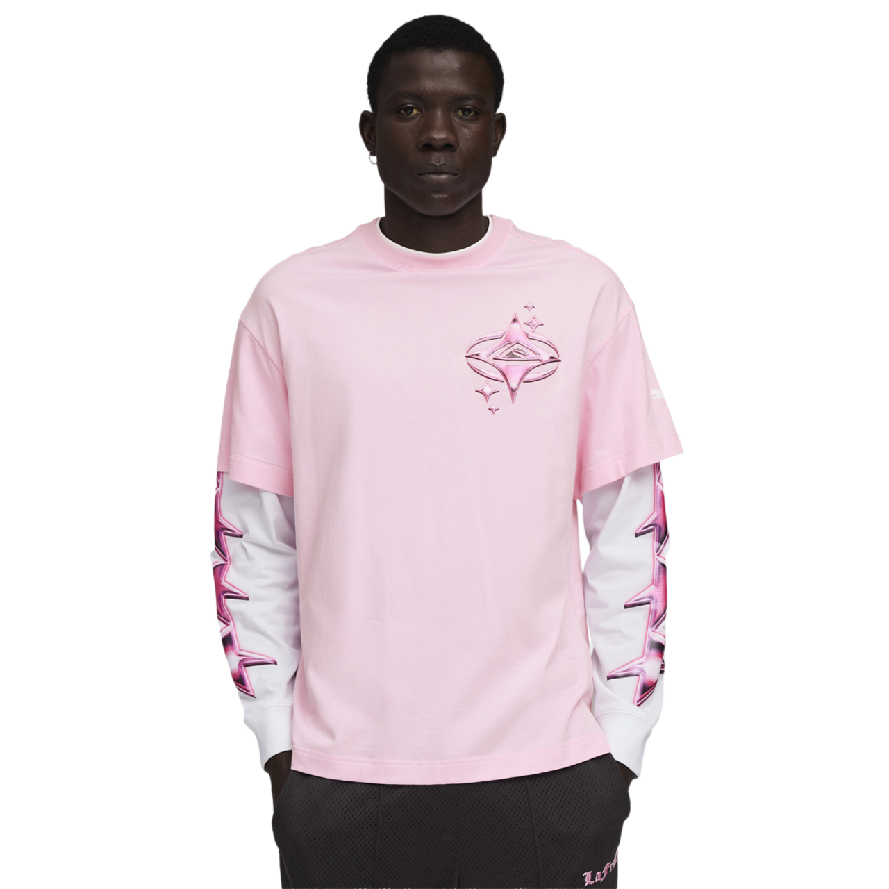 PUMA Lafrance Pink Heem Long Sleeve Tee Image 1 of 7. Tap to open photo gallery.