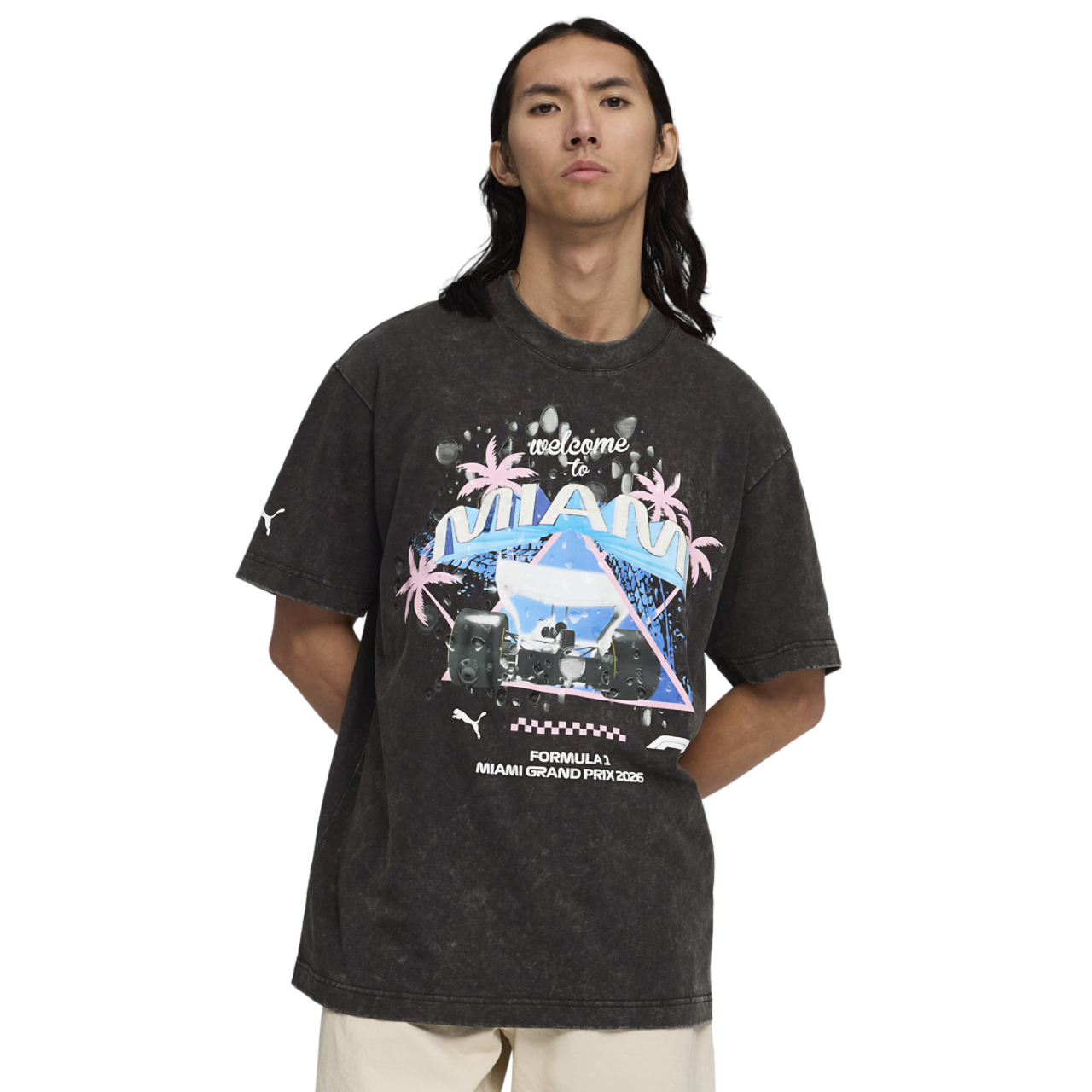 PUMA F1 Miami Washed Graphic Tee Image 1 of 5. Tap to open photo gallery.