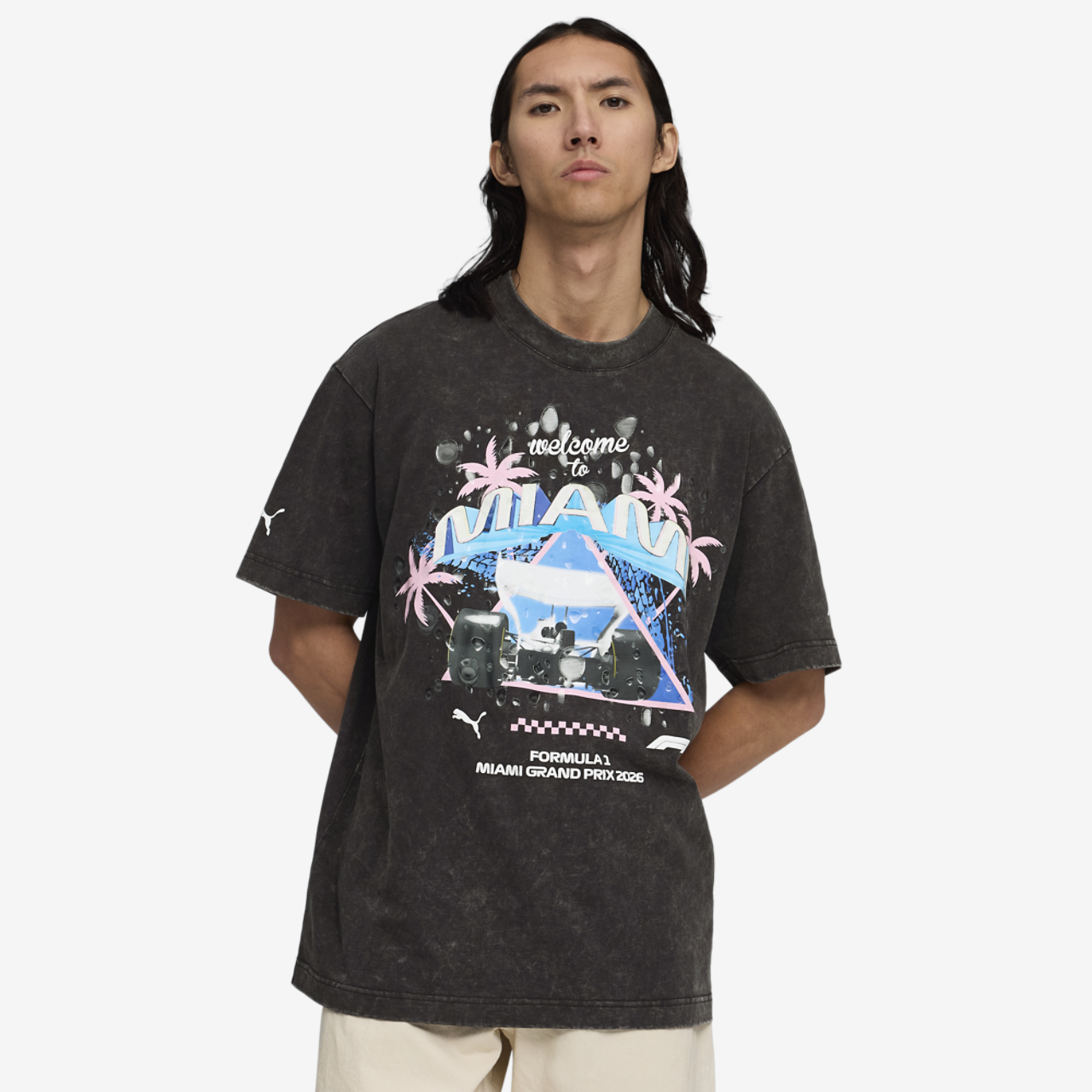 PUMA F1 Miami Washed Graphic Tee Image 1 of 5. Tap to open photo gallery.