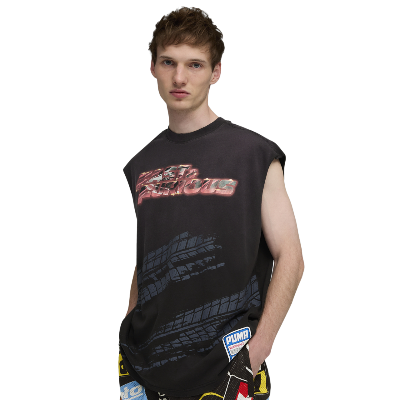 PUMA x Fast & Furious Cut-Off T-Shirt Image 1 of 5. Tap to open photo gallery.