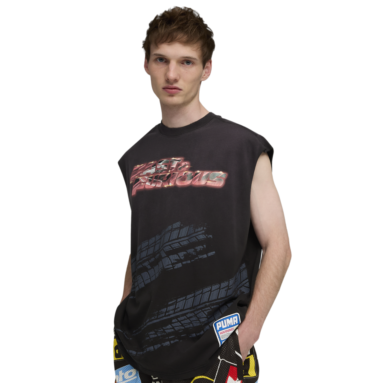 PUMA x Fast & Furious Cut-Off T-Shirt Image 1 of 5. Tap to open photo gallery.