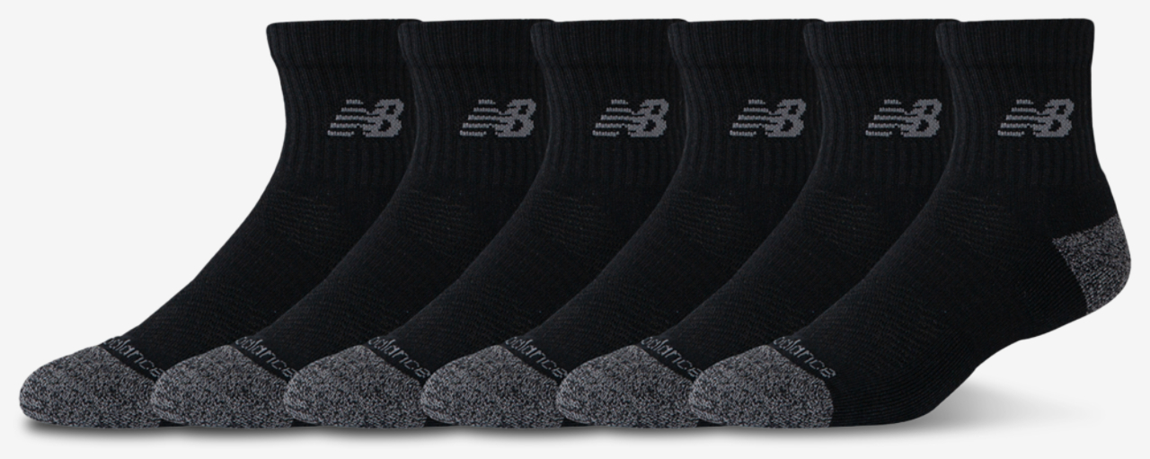 New Balance Active Cushion 6PK Quarter Sock  Image 1 of 1. Tap to open photo gallery.
