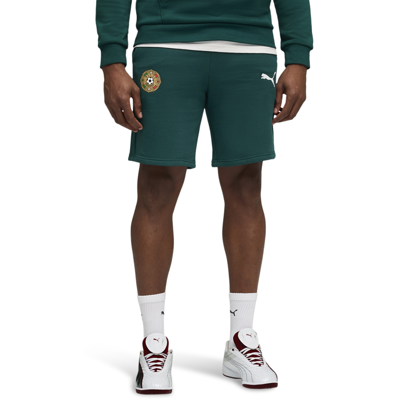 PUMA Fanpack Mexico Sweat Shorts Image 1 of 5. Tap to open photo gallery.