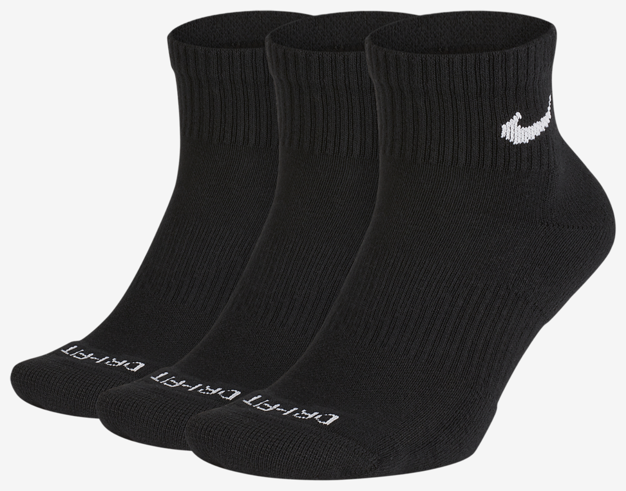 Nike 3 Pack Dri-FIT Plus Quarter Socks Image 2 of 3. Tap to open photo gallery.