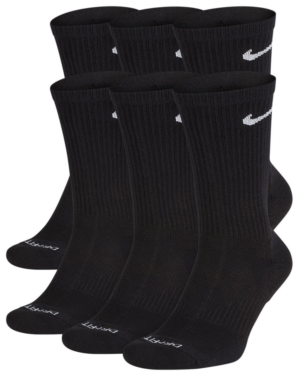 Nike 6 Pack Dri-FIT Plus Crew Socks Image 2 of 3. Tap to open photo gallery.