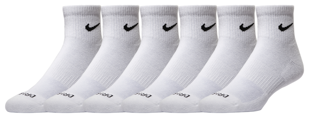 Nike 6 Pack Dri-FIT Plus Quarter Socks Image 1 of 3. Tap to open photo gallery.