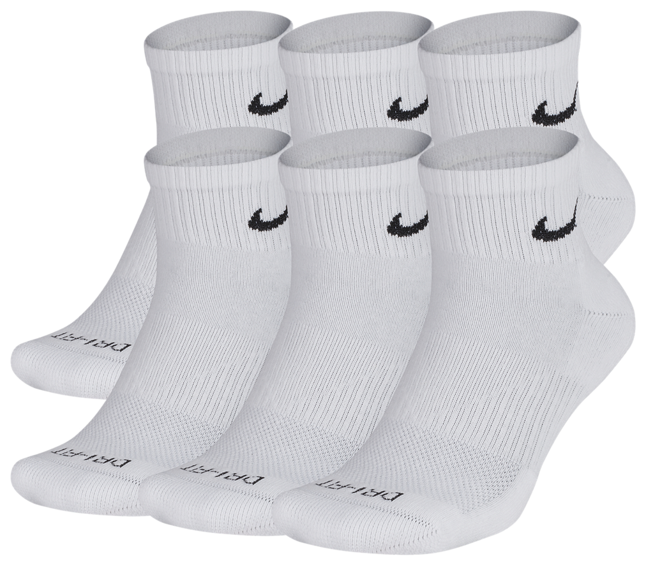 Nike 6 Pack Dri-FIT Plus Quarter Socks Image 2 of 3. Tap to open photo gallery.