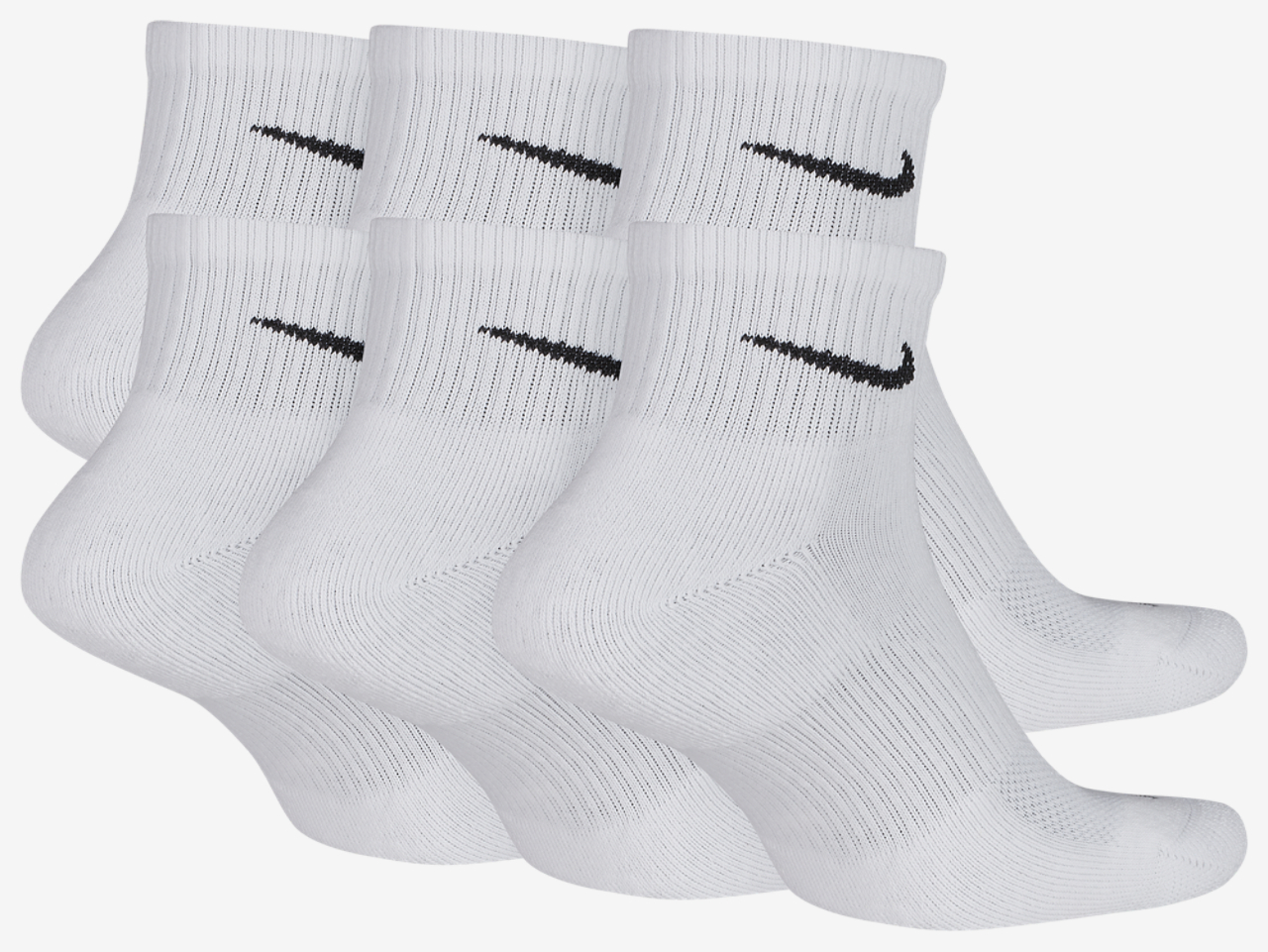 Nike 6 Pack Dri-FIT Plus Quarter Socks Image 3 of 3. Tap to open photo gallery.